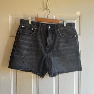 Madewell Relaxed Mid Length Denim Shorts Size 30 Washed Black BNWT